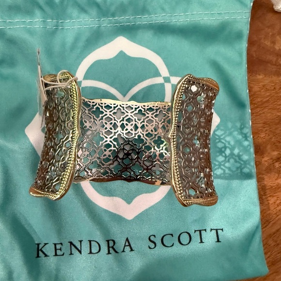 Kendra Scott Silver Intricate Candice silver and gold Cuff Bracelet one size NWT - Picture 8 of 10